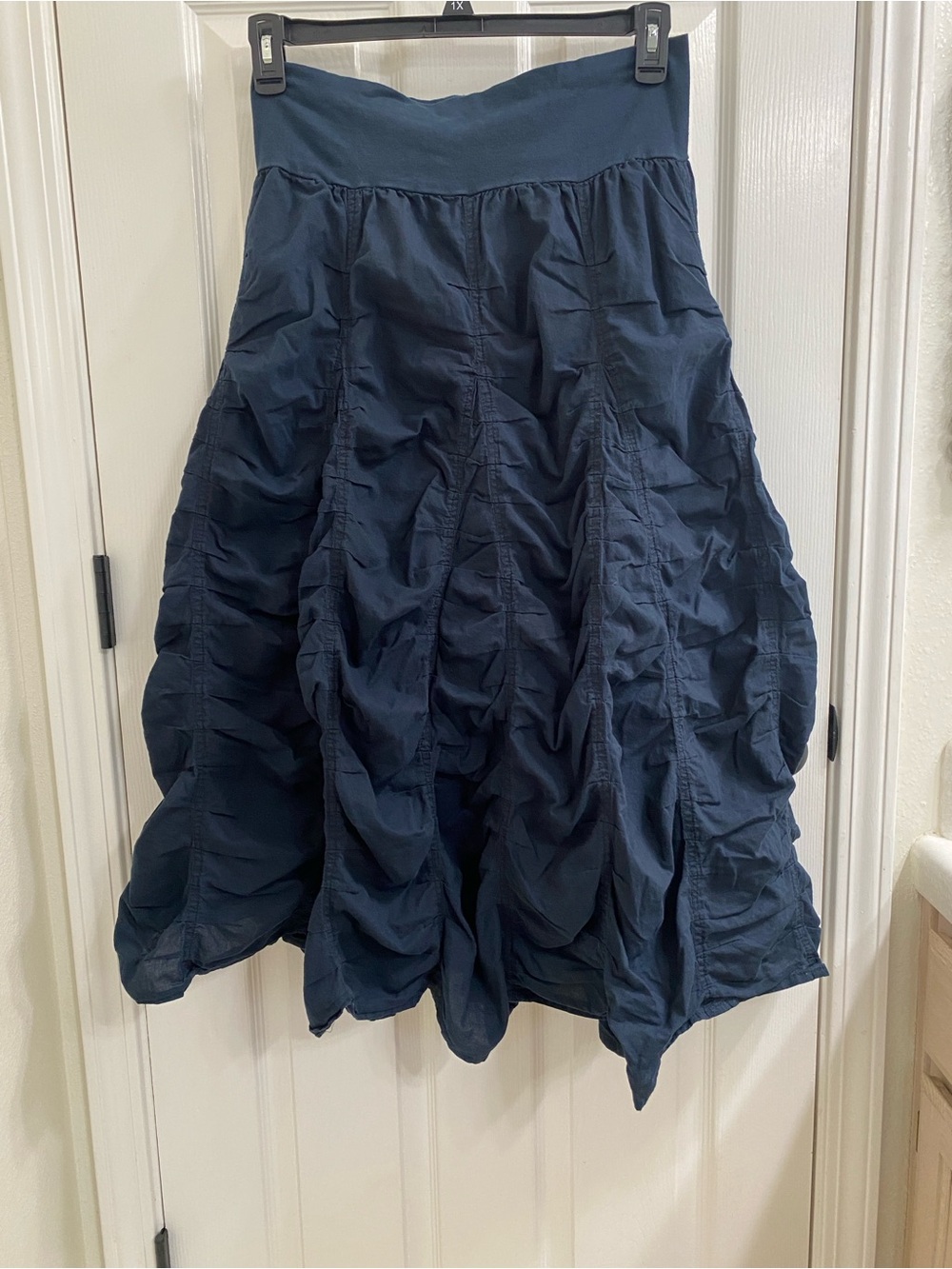 Baba XL Ruched Balloon Maxi Skirt Black Lagenlook Boho Artsy Whimsigoth